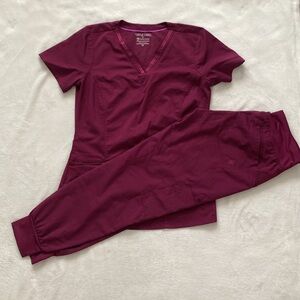 Purple Label by Healing Hands Burgundy Scrubs XS Top & XS bottoms
